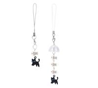 Goktvai 2pcs Breloques de Téléphone en Forme Chat Noir, Lanières Téléphone Kawaii en Forme Poisson-Chat Pendentifs Décoratifs à Suspendre Style Années 2000 Accessoires Sac pour Porte-Clés