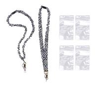 Goktvai 2pcs Cordons Chouchous pour Badges et Clés, Motif Écossais Noir et Blanc Extensibles avec 4 Porte-Badges Jolis Cordons Tour de Cou Rétractables pour Enseignants Bureau Femmes