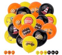 Goktvai 36pcs Ballons de Chantier, 30 cm Noirs Orange et Jaunes avec Ruban pour Décorations de Fête Anniversaires d'Enfants et Baby Showers (9 Styles)