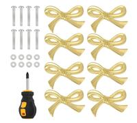 Goktvai 6pcs Boutons de Tiroir Dorés, Poignées Tiroir en Laiton Doré avec Écrous Boutons Commode en Forme de Nœud Poignées Meuble Vintage Élégantes pour la Décoration Intérieure