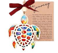 Goktvai Attrape Soleil Suspendu Tortue de Mer en Acrylique, Délicat Attrape-Soleil Animal Océan avec Carte d'Histoire pour Femme Superbe Souvenir de Plage Cadeau White Elephant