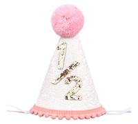 Goktvai Chapeau Rose à Paillettes pour Demi-Anniversaire, Mini Chapeau Conique Rose Pailleté Accessoire Photo Décorations pour Fête d'Anniversaire de Bébé Fille de 6 Mois
