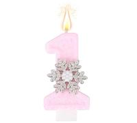 Goktvai Flocon de Neige Rose Bougie d'Anniversaire Chiffre pour Filles, Bougie Winter Onederland Décoration 1er Anniversaire pour Fête Célébrations d'Anniversaire & Décoration de Gâteau (Style 3)