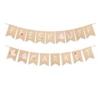 Goktvai Fresh Off The Market Bannière Douche Nuptiale, Pré-Enfilée Toile Jute Guirlande Thème Floral Marché Agricole Panneau pour Fiançailles Décorations Fête Enterrement Vie Jeune Fille