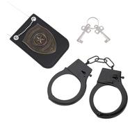 Goktvai Menottes Jouet Enfants avec Clés, Fausses Menottes Métal avec Badge de Police Accessoires Jeu Rôle Déguisement Policier pour Cadeaux Fête d'Halloween (Noir)