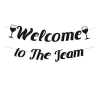 Goktvai Welcome To The Team Bannière, Pré-Cordé Welcome Bannière avec Flûtes Champagne Noir Paillettes Bureau Fête Décorations pour Nouvel Employé Enseignant Personnel Coéquipier Fête Bienvenue