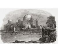 Gol Gumbaz à Vijayapura anciennement Bijapur Karnataka Inde vu ici au XIXe siècle. Le mausolée du roi Muhammad Adil Shah. Des monuments de tous les peuples publié 1843. Poster imprimé par Ken Welsh