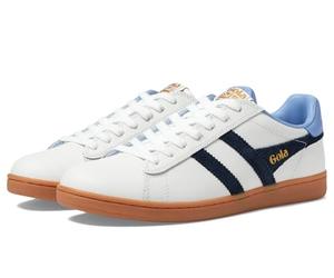 Gola Baskets en cuir Equipe II pour homme, Blanc/bleu marine/bleu Vista, 41 EU