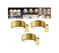 (Gold)3Pcs Picture Lights for Wall, Poster Lights, Wireless Rechargeable Magnetic LED Painting Light, Picture for Wall with 3 Color Temps