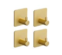 (Gold) 4x/set Single Coat Hooks Wall Mounted Bath Door Hangers Sponges Robe Hook Self Adhesive Hooks for Kitchen Utensil Hook Silver