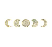 (Gold) 5pcs 3D Moon Phase Flower Wall Stickers Home Decoration Living Room Mural Decals