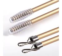 Gold Aluminum Hanging Rod 40'' 48 60 inches Long Curtains Wand Drapery Stick with Hooks & Handle for Hard to Reach Curtains, 2 3 Pack Curtain Pull Rod(Gold-2pack,1m/40in)