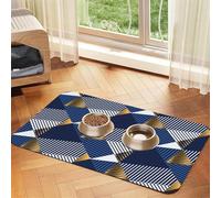 Gold and Blue Luxury Seamless,Waterproof Pet Feeding Mat,PU Leather Placemats for Cat Dog Water Bowl,Food Mats,40x60cm