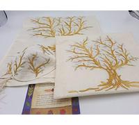 Gold and Silver Tree of Life Raw Silk Yair Emanuel Tallit with Matching Bag and Kippa by World Of Judaica