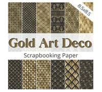 GOLD ART DECO: Scrapbooking paper | Art deco scrapbooking paper with black and gold color scheme | Retro golden geometrical patterned decorative paper ... origami, scrapbooks, junk journals and more