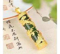 Gold Artisanat Hetian Jade Dragon Pilier Phoenix Collier Doré Pendentif Hommes et Femmes Couple Couple Silver Bijoux (Gem Color : White)