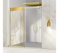 Gold Atlas Porte de douche coulissante 140 x 205 cm - Verre sablé transparent nano-enduit Installation à gauche Convient pour salle de bain moderne 140/150/160/170/180 cm