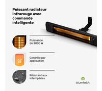 Gold Bar Slim 2000W radiateur | 9 niveaux | fonction WiFi | écran tactile | télécommande | IP 65