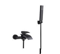 Gold Bathtub Faucet Waterfall Shower Faucet Wall Mounted Hot Cold Water Mixer With Hand Shower Set System For Bathroom(Matte Black C)
