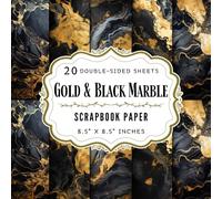 Gold & Black Marble Scrapbook Paper: 20 Double Sided Decorative Craft Paper Sheets | for Origami, Journaling, Card Making, Decoupage, & More | 8.5" x 8.5" | Premium Color