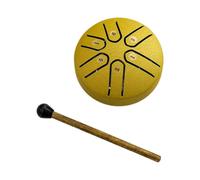 (Gold)Buddha Stones Mini Steel Tongue Drum, 3 Inch Sound Healing Drum Kit, Mini Handpan Drum, 6 Note Worry Free Drum, Handpan Drum