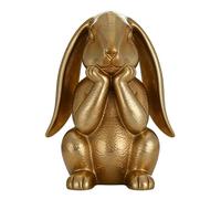 Gold Bunny Figurine - Easter Thinking Rabbit Statue Decoration | Elegant Spring Rabbit Home Accent Sculpture | Décoration Animal Figurine For Indoor Tabletop Display | Charming Bunny Ornament For Shel