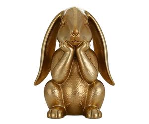 Gold Bunny Figurine - Easter Thinking Rabbit Statue Decoration | Elegant Spring Rabbit Home Accent Sculpture | Decorative Animal Figurine For Indoor Tabletop Display | Charming Bunny Ornament For Shel