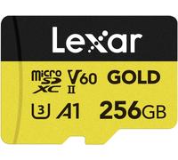 Gold Carte Micro Sd 256Go, Carte Mémoire Flash Microsdxc Uhs-Ii, Carte Microsd V60, U3, A1, C10, Lecture Jusqu'À 280Mo/S, Pour Drone/Caméra D'Action/Appareil De Jeu Uhs-Ii (Lmsgold256G-Bnnng[Z3366]