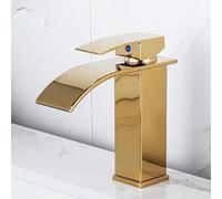 Gold Cascade Kitchen and Bathroom Sink Faucet Single Lever Mixer Tap 1-Hole Sink Faucet for Modern Bathrooms and Kitchens Stylish and Functional Design