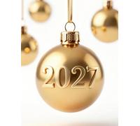 Gold Christmas Ornament 2027 Planner: 100 Wide Ruled Pages for School and Office, Elegant Golden Holiday Bauble Weekly Journal and Notebook for New Year Planning, Christmas Gift