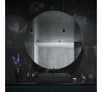 GOLD&CHROME UNIQUE DESIGN Miroir Mural en Cristal, Rond, sans Cadre, 90 cm x 90 cm x 1 cm, 6,5 kg, Bord en C Chanfreiné, Moderne, Minimaliste, Salle de Bain, Le Salon, Éléments de Montage Inclus