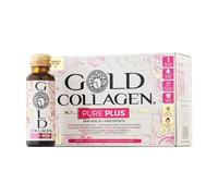 GOLD COLLAGEN Pure Plus - Complément de collagène marin hydrolysé, biotine pour cheveux, peau et ongles, équilibre hormonal et immunitaire avec vitamine C et acide hyaluronique 1 boîte 10 bouteilles