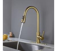 Gold Commercial Laundry Single Handle Out with Pull Down Sprayer RV Stainless Steel Kitchen Faucets