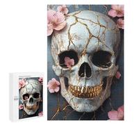 Gold Cracked Skull Decor Puzzle 1000 Pièces Educa Jouet en Bois Cadeau Unique Décoration Intérieure Jeu Éducatif Challenge Toy Adultes Et Enfants À Partir De 14 Ans 1000 PCS