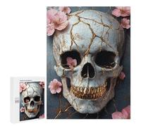 Gold Cracked Skull Decor Puzzle 1000 Pièces Educa Jouet en Bois Cadeau Unique Décoration Intérieure Jeu Éducatif Challenge Toy Adultes Et Enfants À Partir De 14 Ans 500 PCS