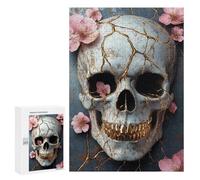 Gold Cracked Skull Decor Puzzle 300 Pièces Educa Jouet en Bois Cadeau Unique Décoration Intérieure Jeu Éducatif Challenge Toy Adultes Et Enfants À Partir De 14 Ans 300 PCS