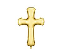 Ballon gonflable en forme de croix 63 x 91 cm - Ballon XXL à l'hélium ou à l'air - Grand ballon pour baptême, communion, confirmation, Pâques - Ballon géant en aluminium comme décoration de baptême ou
