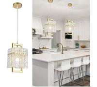 Gold Crystal Pendant Light for Kitchen Island Luxury Water Ripple Glass Chandelier Lights Fixture Modern Elegant Gold L7 H12 LUSTRE