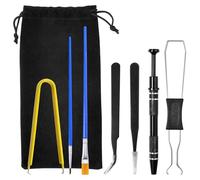GOLD DEER Kit d'outils de clavier mécanique 9 pièces 2 en 1 - Extracteur de touches et d'interrupteur IC - Pince de précision à 4 mâchoires - 2 brosses de détail droites et incurvées - Pochette de