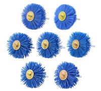 GOLD DEER Lot de 7 brosses abrasives en nylon pour perceuse avec tige de 6,35 mm 80 120 180 240 320 400 600 grains pour polir, enlever la rouille et la peinture, bleu