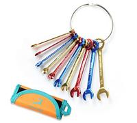 GOLD DEER Midget Lot de 10 mini clés mixtes standard SAE 5/32"-7/16", clés extra fines, avec pochette à rouleau et grand anneau cadeau pour la journée du travail, cadeau pour homme, papa, lui