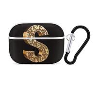 Gold Dollar Sign Coque rigide de protection complète contre les chutes avec porte-clés compatible avec AirPod Pro 2e/1ère génération, LED avant visible, blanc