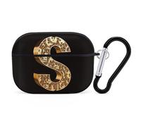 Gold Dollar Sign Coque rigide de protection complète contre les chutes avec porte-clés compatible avec AirPod Pro 2e/1ère génération, LED avant visible, noir