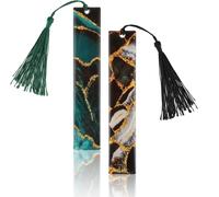 Gold Epoxy Film Bookmark,Marble Structure Bookmark With Resin Tassel,Personalized Bookmark Gift For Students And Book Lovers (2 Pack)