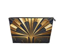 Gold Fan Art Trousse de maquillage de voyage en cuir étanche