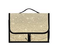 Gold Fantasy Galaxy Universe Golden Shiny Stars Sparkles Texture 1 PC Hanging Toiletry Wash Bag Portable Makeup Organizer Brush Storage Case Portable Travel Cosmetic with Hook