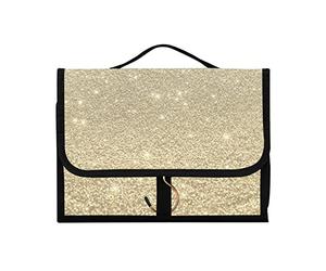 Gold Fantasy Galaxy Universe Golden Shiny Stars Sparkles Texture 1 PC Hanging Toiletry Wash Bag Portable Makeup Organizer Brush Storage Case Portable Travel Cosmetic with Hook