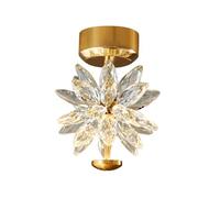 Gold Fixture Crystal Semi Flush Nordic LED Porch Hallway Entrance Light Fixtures Close to Ceiling Mount Chandelier