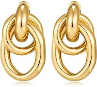 Gold Hoop Ohrringe, 1 Paar Geometrische Ohrringe Gold, Tropfen Ohrringe Gold, Goldene Creolen, Ohrringe Gold Damen, Geeignet als Geschenk für Mädchen