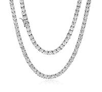 GOLD IDEA JEWELRY Hip Hop Chaîne de tennis à 1 rangée de pierres en acier inoxydable - 4 mm/5 mm - 5 A+ - Collier ou bracelet de tennis pour homme et femme, 18 Inch, Acier inoxydable, Zircone cubique